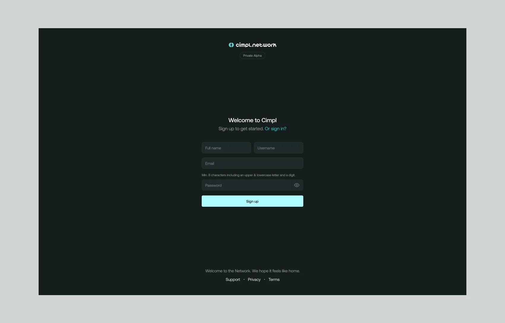 Cimpl Sign up